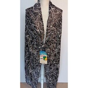 Sun Streak by Newport News Black/White Bathing Suit Cover/Scarf